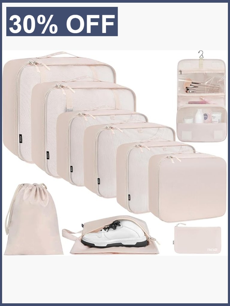 6/8/10 Set Packing Cubes Travel Organizer Nylon Luggage Storage Bags